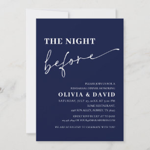 Navy Blue Night Before Rehearsal Dinner Invite