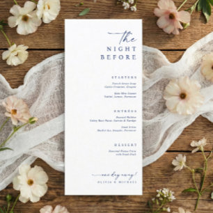 Navy Blue Night Before Wedding Rehearsal Dinner Menu