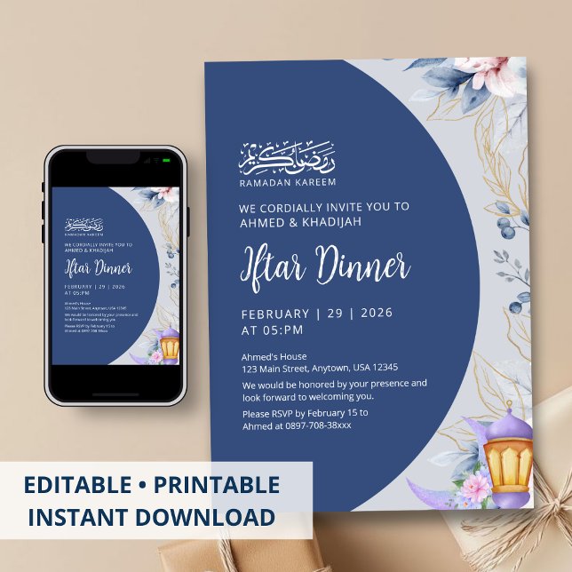 Navy Blue Night Sky Ramadan Iftar Dinner Invitation (Creator Uploaded)