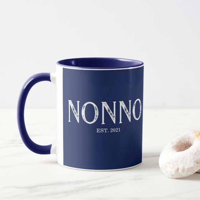 Navy Blue Nonno Year Established Mug (With Donut)