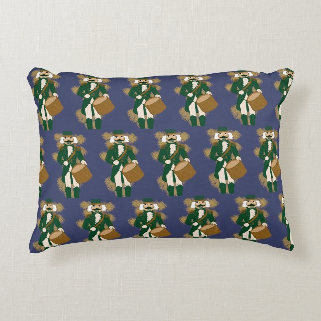 Navy Blue Nutcracker Christmas Decorative Cushion (Front)