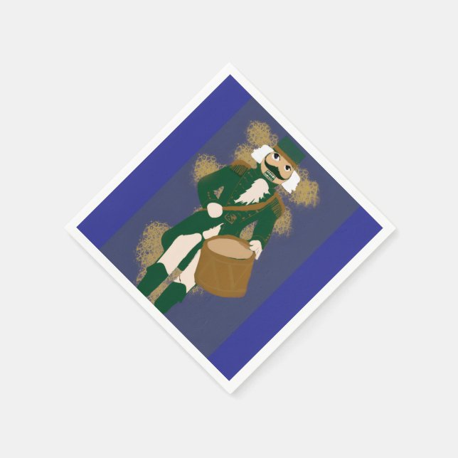 Navy Blue Nutcracker Christmas Napkin (Corner)
