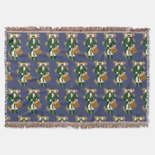 Navy Blue Nutcracker Christmas Throw Blanket (Front)