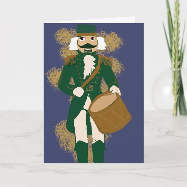 Navy Blue Nutcracker Folded Greeting Card (Front)