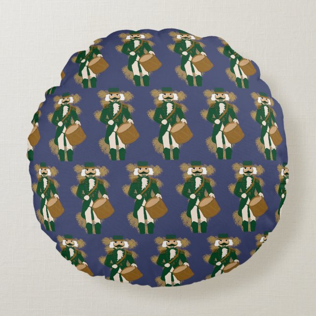 Navy Blue Nutcracker Round Cushion (Front)