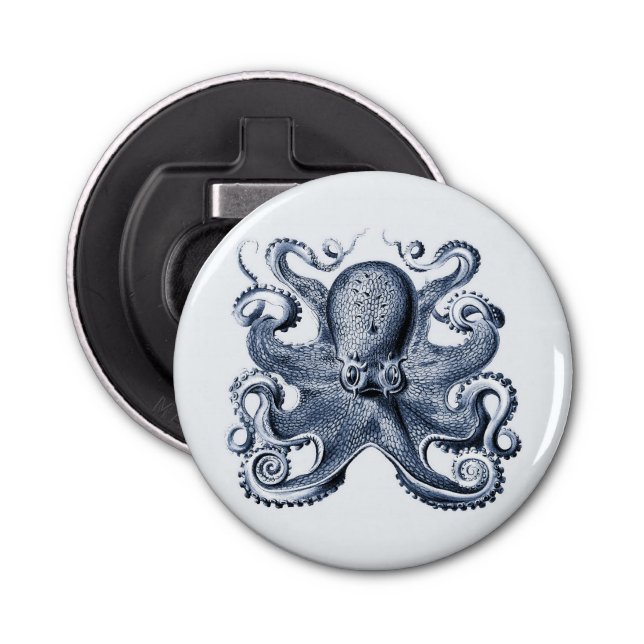 Navy Blue Octopus illustration by Ernst Haeckel Bottle Opener (Front)