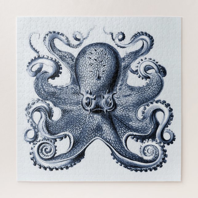 Navy Blue Octopus illustration by Ernst Haeckel Jigsaw Puzzle (Vertical)