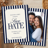Navy Blue Old Money Preppy Stripe Wedding