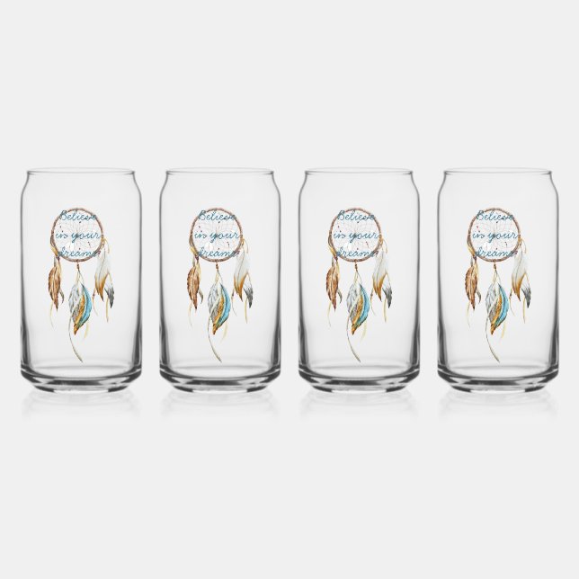 Navy Blue Ombre Dream catcher  Can Glass (Front)