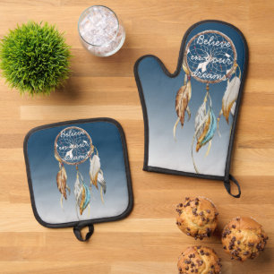 Navy Blue Ombre Dream catcher Oven Mitt & Pot Holder Set