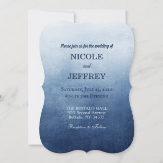 Navy Blue Ombre Elegant Custom Wedding Invitation