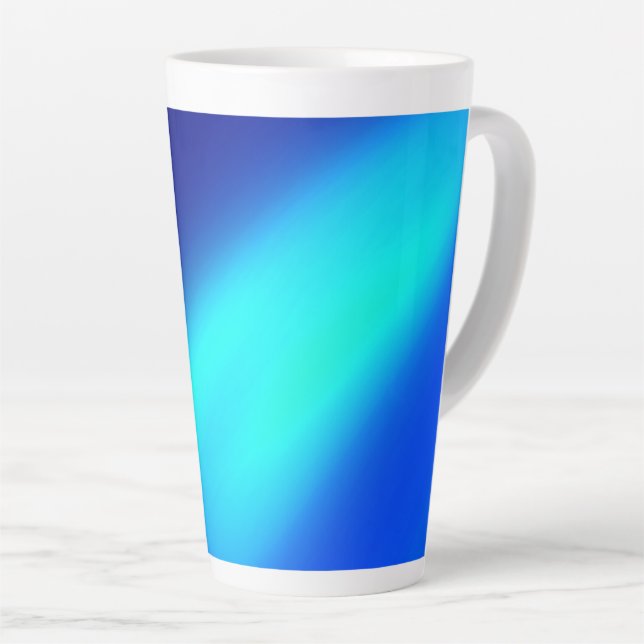 Navy Blue Ombre Moonlight Two Strip Latte Mug (Right Angle)