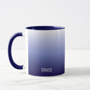 Navy Blue Ombre Personalised Guy's Name Mug