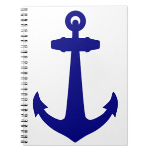 Navy Blue On White Coastal Anchor Notebook