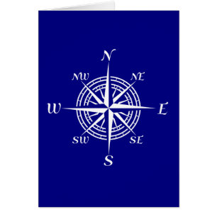 Navy Blue On White Coastal Compass Rose