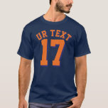 Navy Blue & Orange Adults | Sports Jersey Design T-Shirt<br><div class="desc">Navy Blue & Orange Adults | Sports Jersey Design • Mens Jersey T-Shirt</div>