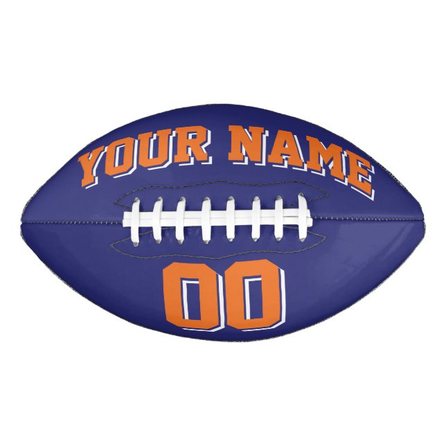 NAVY BLUE ORANGE AND WHITE Custom Football (Front)