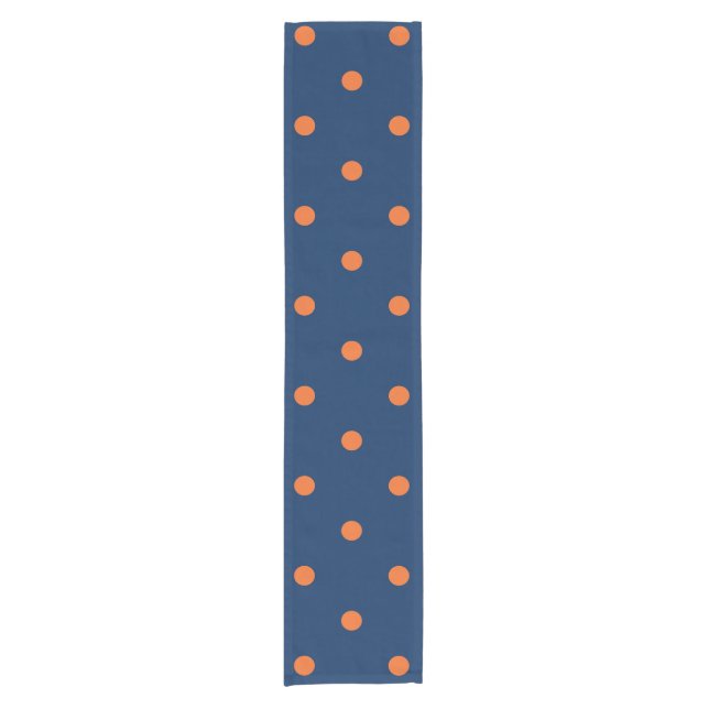 Navy Blue & Orange Polka Dots Pattern Short Table Runner (Front)
