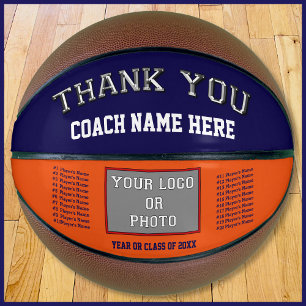 Navy Blue, Orange, Thanks Coach, PHOTO Basketball