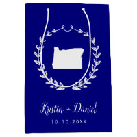 Navy Blue Oregon Map Wedding Welcome Swag