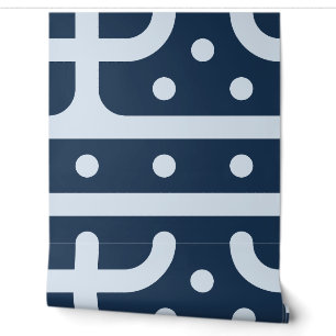 Navy Blue Organic Geometric Beaded Shapes Wallpaper