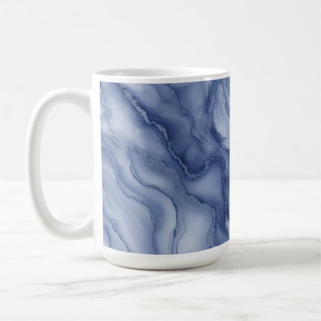 Navy- Blue Organic Marble-Like Texture Coffee Mug (Left)