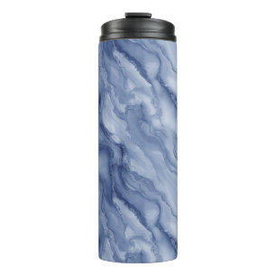 Navy- Blue Organic Marble-Like Texture Thermal Tumbler