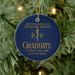 Navy Blue Osteopathic Medical School Graduation Ceramic Ornament