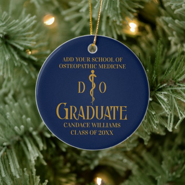 Navy Blue Osteopathic Medical School Graduation Ceramic Ornament (Tree)