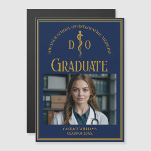 Navy Blue Osteopathic School Graduate Magnet Card