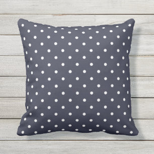 Navy Blue Outdoor Pillows - Polka Dot