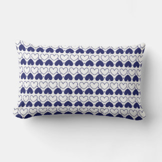 Navy Blue Outlined Heart Pattern Lumbar Cushion