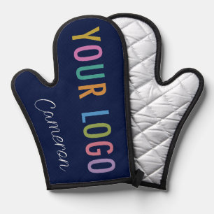 Navy Blue Oven Mitt Custom Company Logo & Name