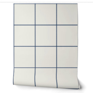 Navy Blue Oversized Windowpane Plaid Wallpaper