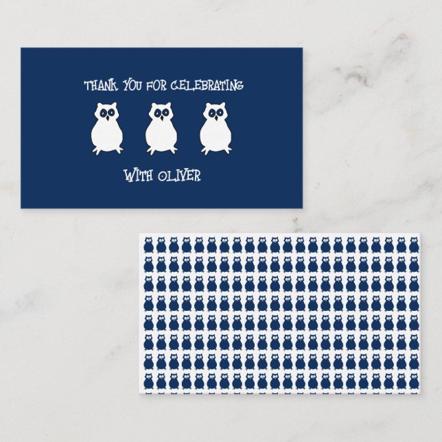 Navy Blue Owl Birthday  Card (Front/Back)