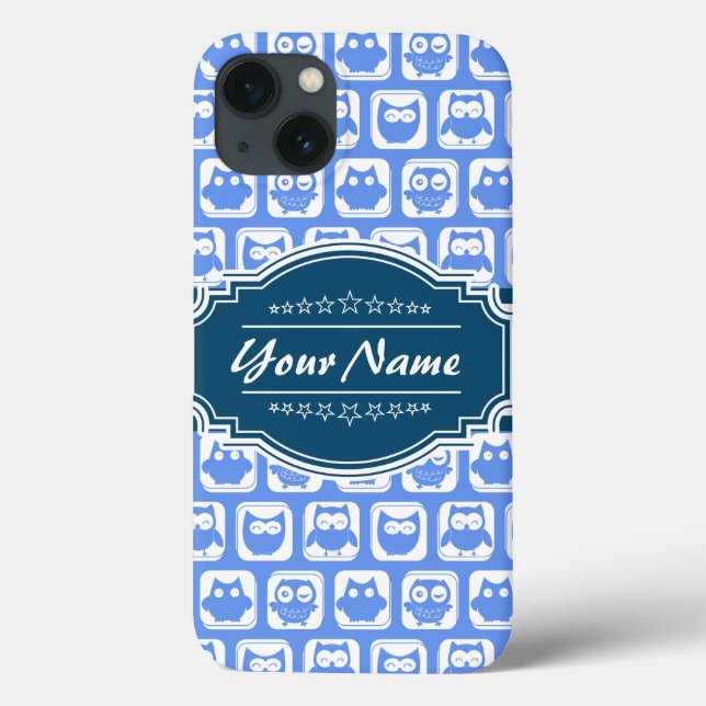 Navy Blue Owl Personalised Name Case-Mate iPhone Case (Back)