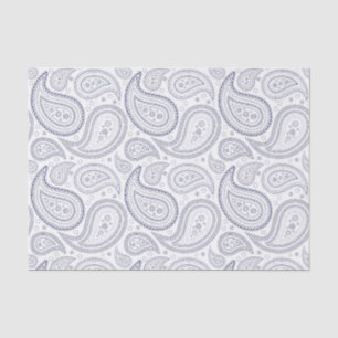 Navy Blue Paisley Pattern on White Tissue Paper