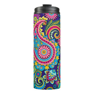 Navy Blue Paisley Thermal Tumbler