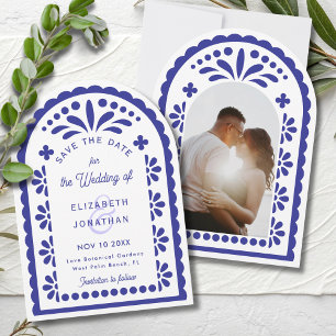 Navy Blue Papel Picado Arch Talavera Photo Wedding Save The Date