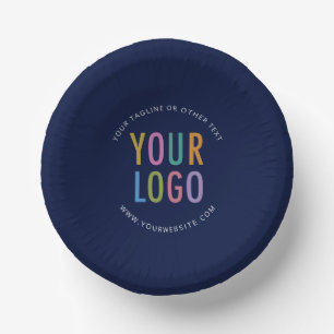 Navy Blue Paper Bowls Custom Company Logo Printed Plate