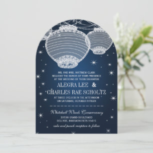 Navy Blue Paper Lanterns Under the Stars Invitation
