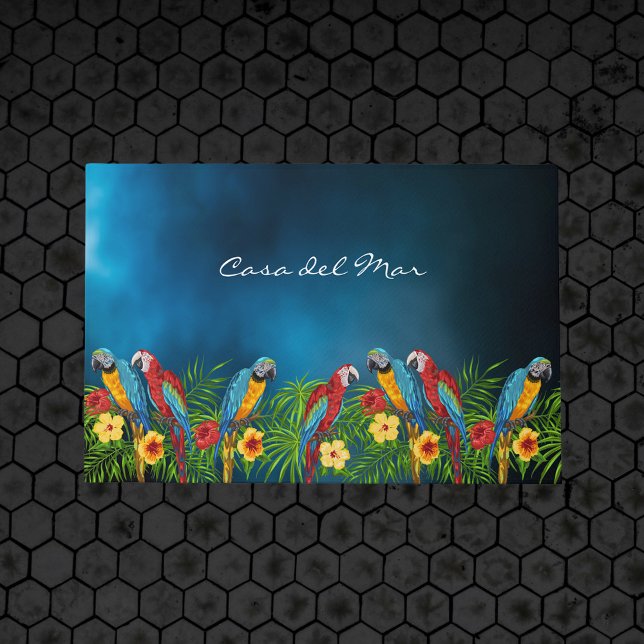 Navy blue parrots summer house name doormat (Creator Uploaded)