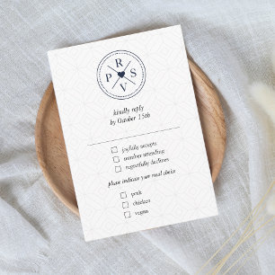 Navy Blue Passport Destination Wedding Travel RSVP Card