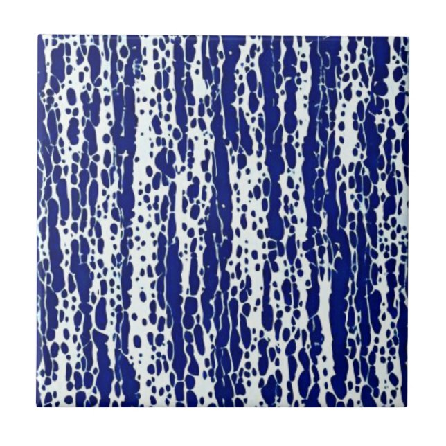 Navy blue pattern ceramic tile (Front)