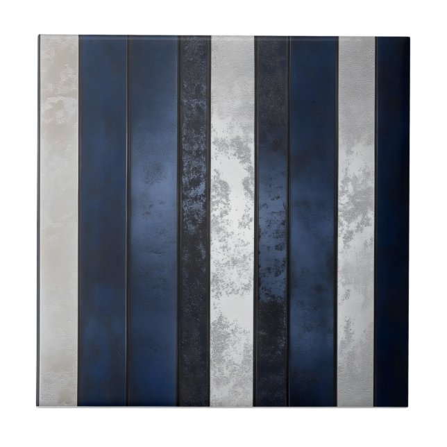 Navy Blue Pattern Ceramic Tile (Front)