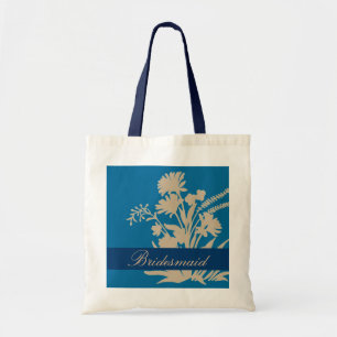 Navy blue peach bridesmaid floral souvenir bag
