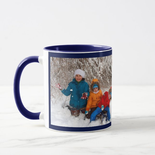 Navy Blue Personalise Photo Template Gift Coffee M Mug (Left)