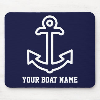 Navy Blue Personalised Boat Anchor Mouse Pad