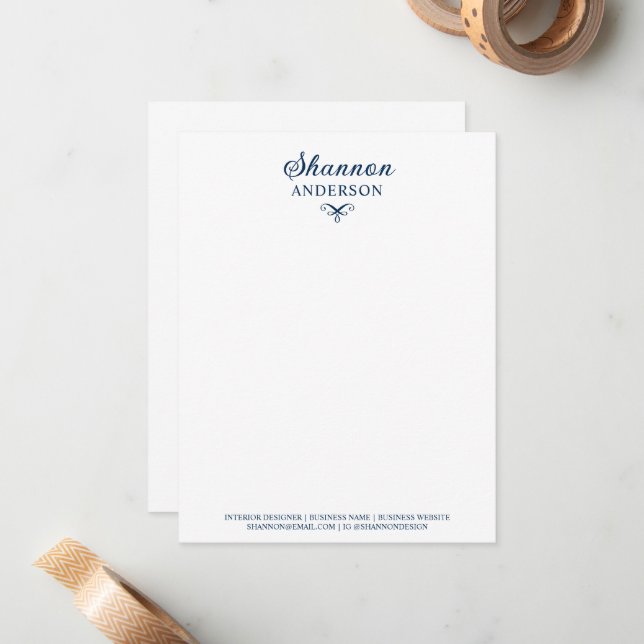 Navy Blue Personalised Calligraphy Name Business Card (Front/Back In Situ)