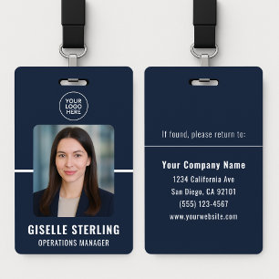 Navy Blue Personalised Employee ID Card Badge